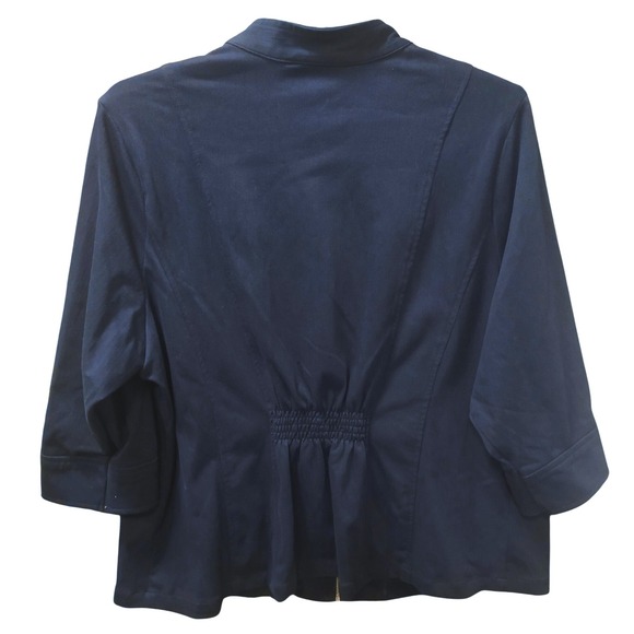 CJ Banks 2X Womens Navy Blue Zip Up Jacket 3/4 Sleeve Business‎ Casual - Picture 4 of 4